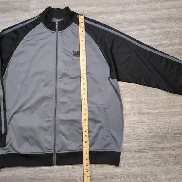 MMA Elite Men's Large Track Jacket Full Zip Black Grey Grunge Knuckles Wire - Picture 7 of 8